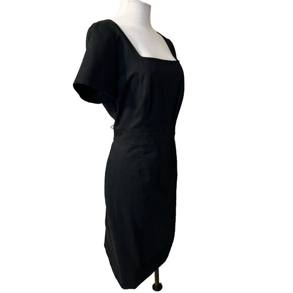 J Crew Sheath Dress 12 Black Short Sleeve Stretch Cotton Washable Career Casual - Picture 5 of 11